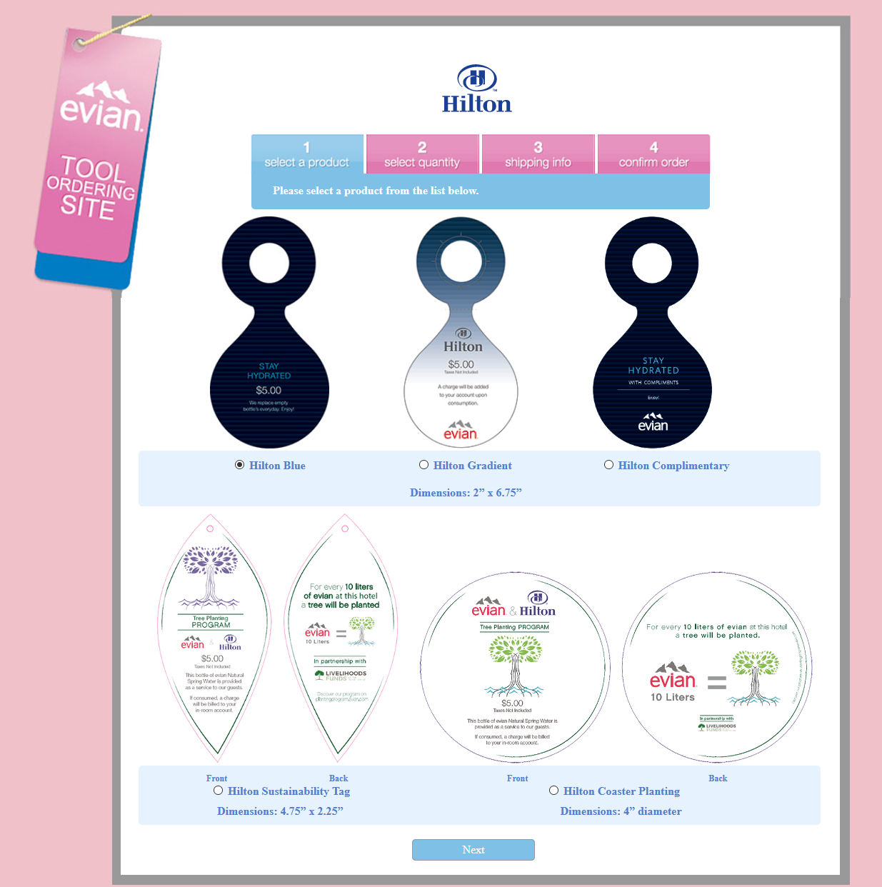 Evian Tool Ordering Site